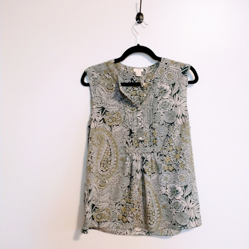 JCrew Sleeveless Paisley/floral Top